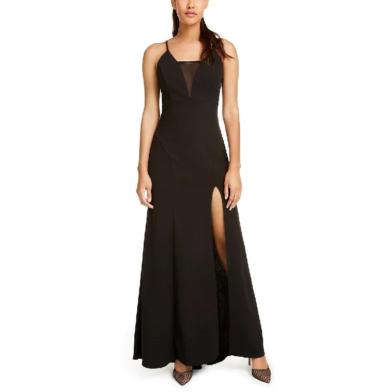 Emerald Sundae Juniors' Strappy Illusion Slit Gown Black Size Extra Small - X-Small Edgy Women's Punk