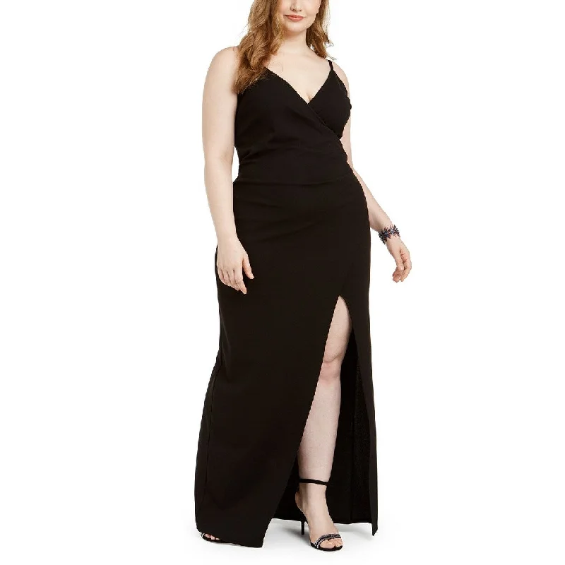 Emerald Sundae Women's Trendy Plus Size Juniors' Wrap Gown Black Size Extra Large Relaxed Women's Emerald Sundae Women's Trendy Plus Size Juniors' Wrap Gown Black Size Extra Large Relaxed Women's