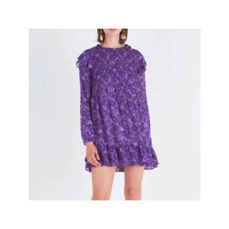 Free People Women's These Dreams Long Sleeve Minidress Purple Size Medium Adventure