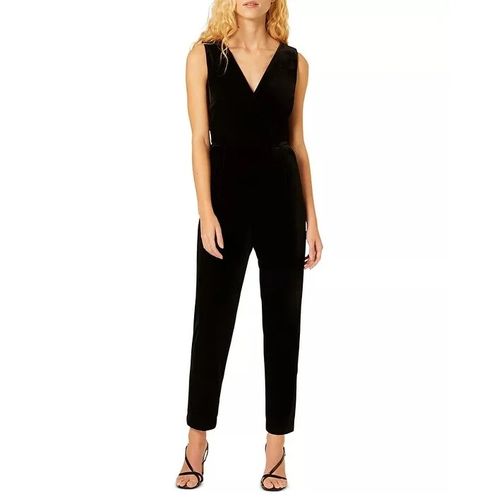 French Connection Women's Marie Sleeveless Velvet Jumpsuit Black Size 4 Confident Women's High - fashion French Connection Women's Marie Sleeveless Velvet Jumpsuit Black Size 4 Confident Women's High - fashion