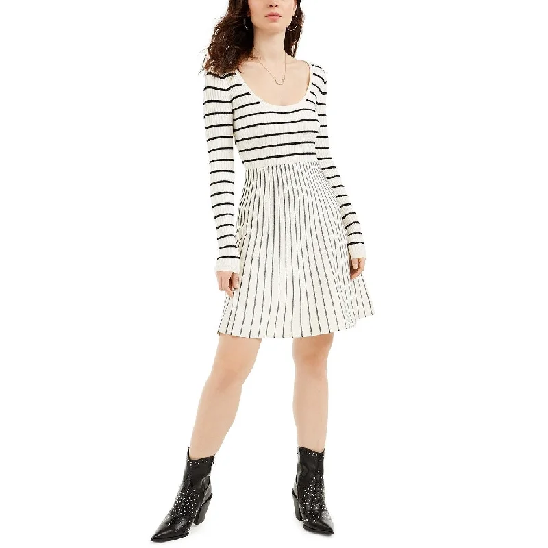 Guess Women's Nash Striped Fit & Flare Dress Brown Size X-Large Trendy Women's 