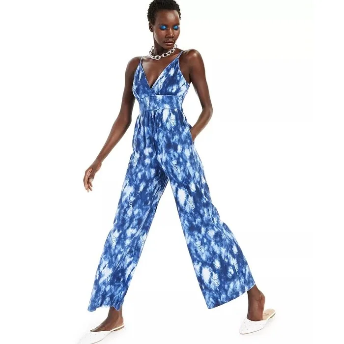 INC International Concepts Women's Cotton Jumpsuit Aqua Size S - Small Laid - back Women's Style INC International Concepts Women's Cotton Jumpsuit Aqua Size S - Small Laid - back Women's Style