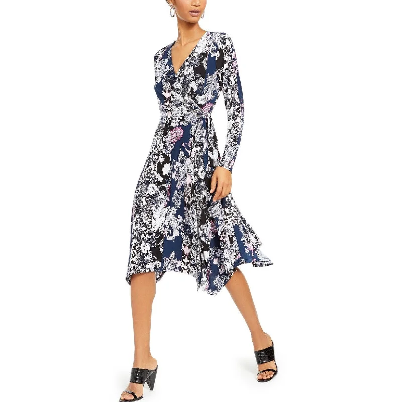 INC International Concepts Women's Printed Wrap Dress Black Size X-Large Geometric