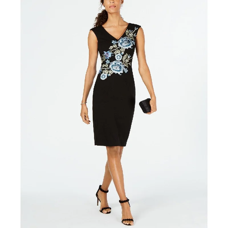 Ivanka Trump Women's Floral-Embroidered Sheath Dress Black Size 10 Earthy Women's Hemp - based Ivanka Trump Women's Floral-Embroidered Sheath Dress Black Size 10 Earthy Women's Hemp - based