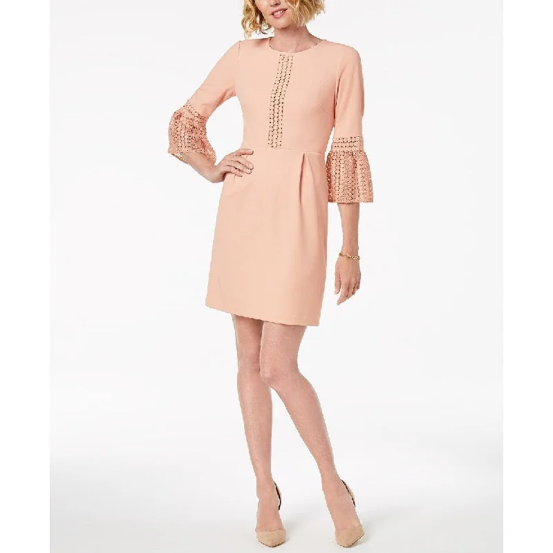 Ivanka Trump Women's Lace-Trim Bell-Sleeve Dress Pink Size 10 Vacation