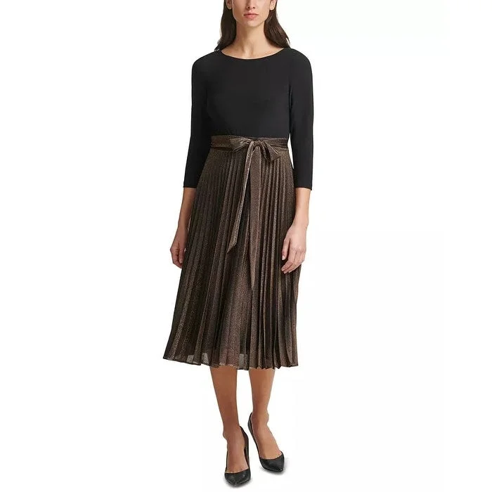 Jessica Howard Women's Layered-Look Pleated Midi Dress Gray Size 12 Laid - back Women's Style