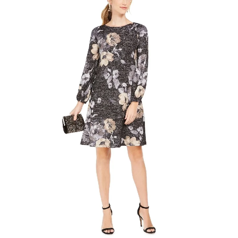 Jessica Howard Women's Metallic Floral Print Dress Charcoal Size 1 Stylish Women's Tropical Jessica Howard Women's Metallic Floral Print Dress Charcoal Size 1 Stylish Women's Tropical