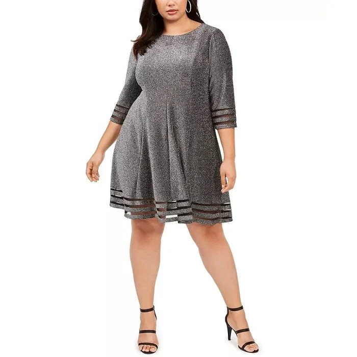 Jessica Howard Women's Metallic Illusion Stripe Dress Silver Size PS - Petite Small Stylish Women's Neon Jessica Howard Women's Metallic Illusion Stripe Dress Silver Size PS - Petite Small Stylish Women's Neon