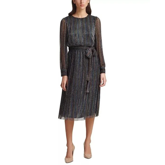 Jessica Howard Women's Metallic Midi Dress Blue Size 14 Cozy Women's Winter
