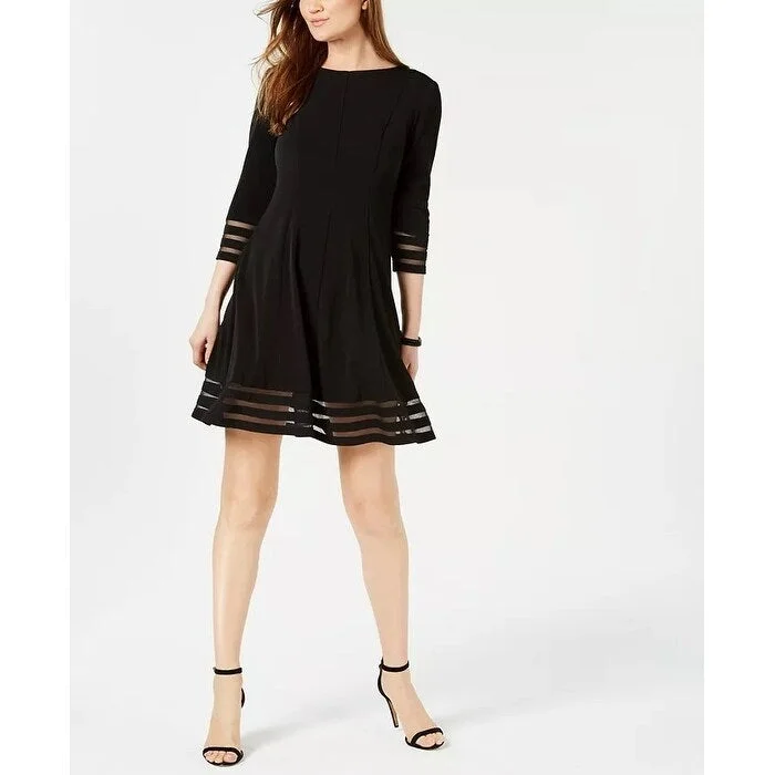 Jessica Howard Women's Shadow-Stripe Fit & Flare Dress Black Size 12 P Modern Women's Tech Jessica Howard Women's Shadow-Stripe Fit & Flare Dress Black Size 12 P Modern Women's Tech