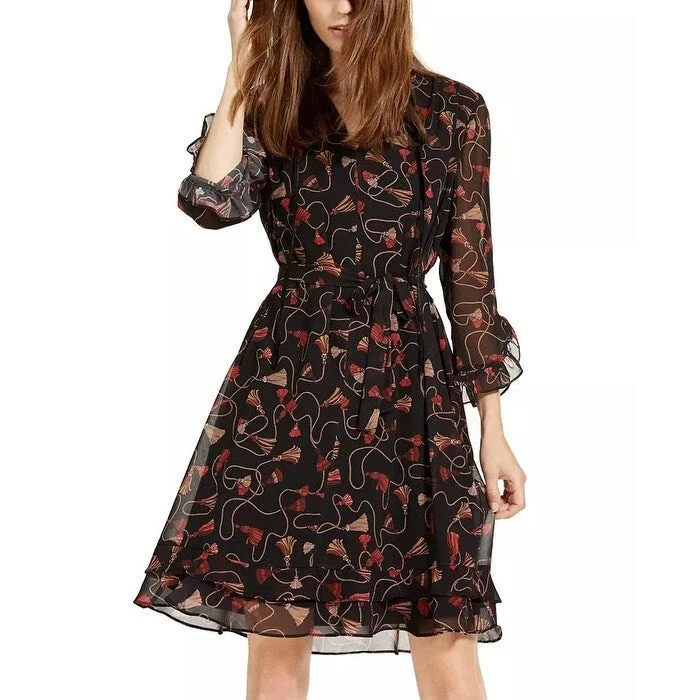 Marella Women's Orda Printed Fit & Flare Dress Black Size 2 Minimalist Women's Casual