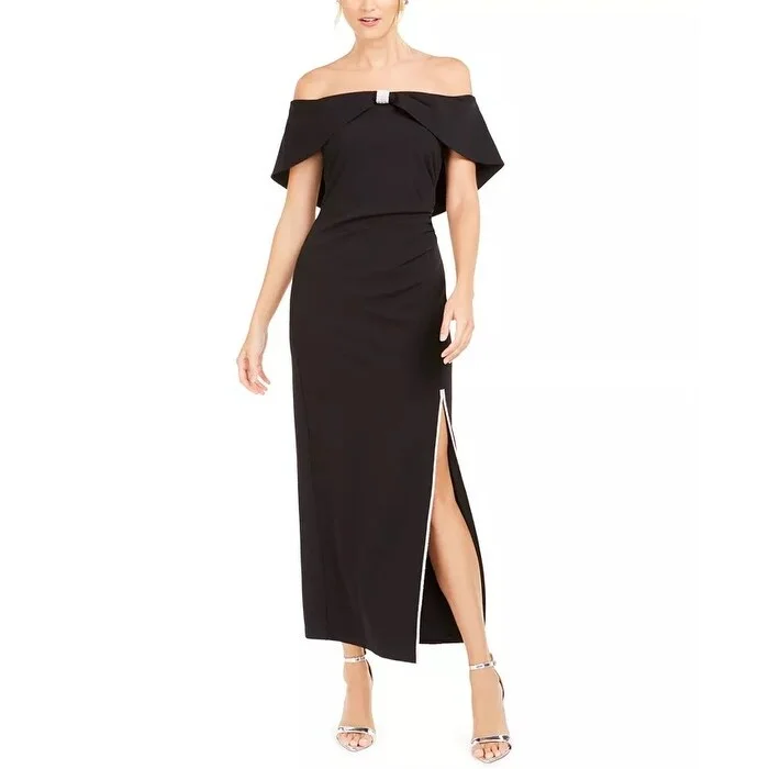 MSK Women's Embellished Off The Shoulder Gown Black Size 12 Trendy Women's Oversized