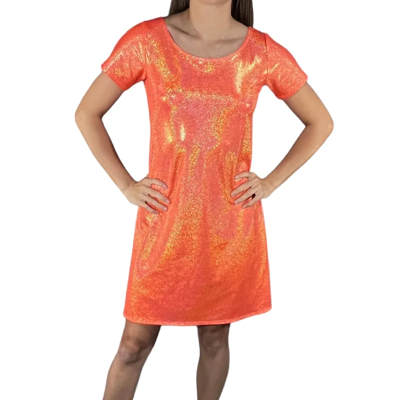 Orange Sparkly Tee Dress | Shirtdress for Halloween Costume purpose