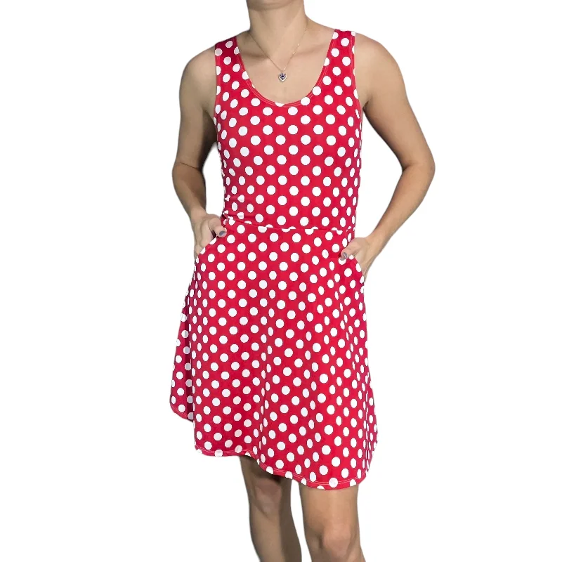 Red & White Polka Dot A-line Mini Dress w/Pockets Athletic Women's 