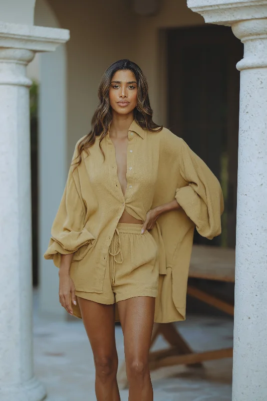 RIALIA SET - LINEN/GAUZE - CARAMEL Bohemian Women's Free