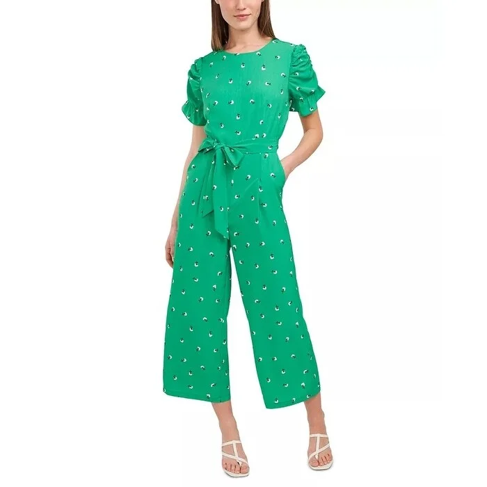 Riley & Rae Women's Adalynn Printed Belted Jumpsuit Green Size 14 Laid - back Women's Vibe Riley & Rae Women's Adalynn Printed Belted Jumpsuit Green Size 14 Laid - back Women's Vibe
