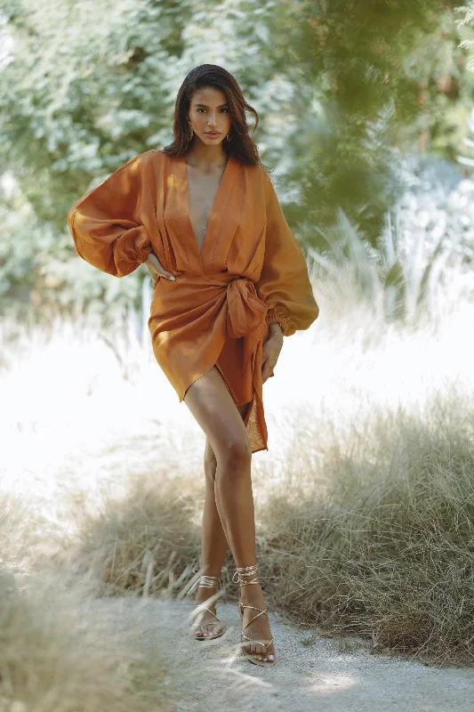 ROMARA LINEN DRESS - CARROT Australian Beach