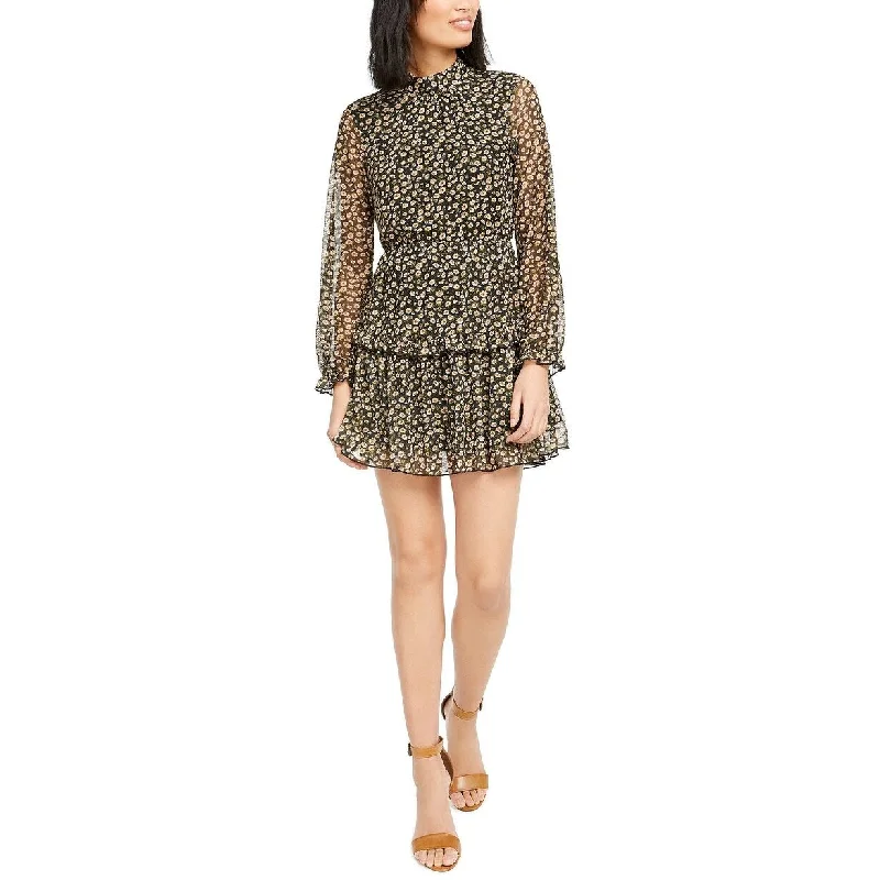 Sadie & Sage Women's Printed Ruffled Mesh Mock-Neck Dress Black Size Small Tough Women's Military - inspired Sadie & Sage Women's Printed Ruffled Mesh Mock-Neck Dress Black Size Small Tough Women's Military - inspired