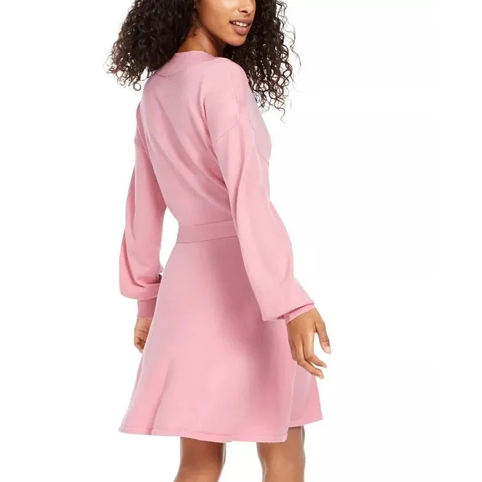 Sequin Hearts Juniors' Tie-Waist Sweater Dress Pink Size Small Practical Women's Multi - Sequin Hearts Juniors' Tie-Waist Sweater Dress Pink Size Small Practical Women's Multi -