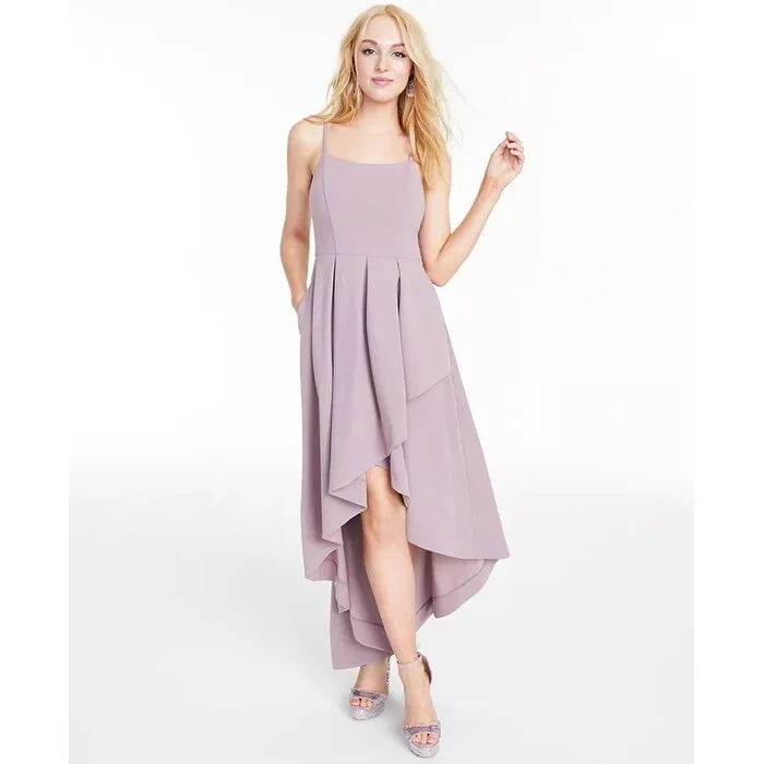 Speechless Junior's Pleated High Low Gown Purple Size 11 Sporty Women's Athleisure 