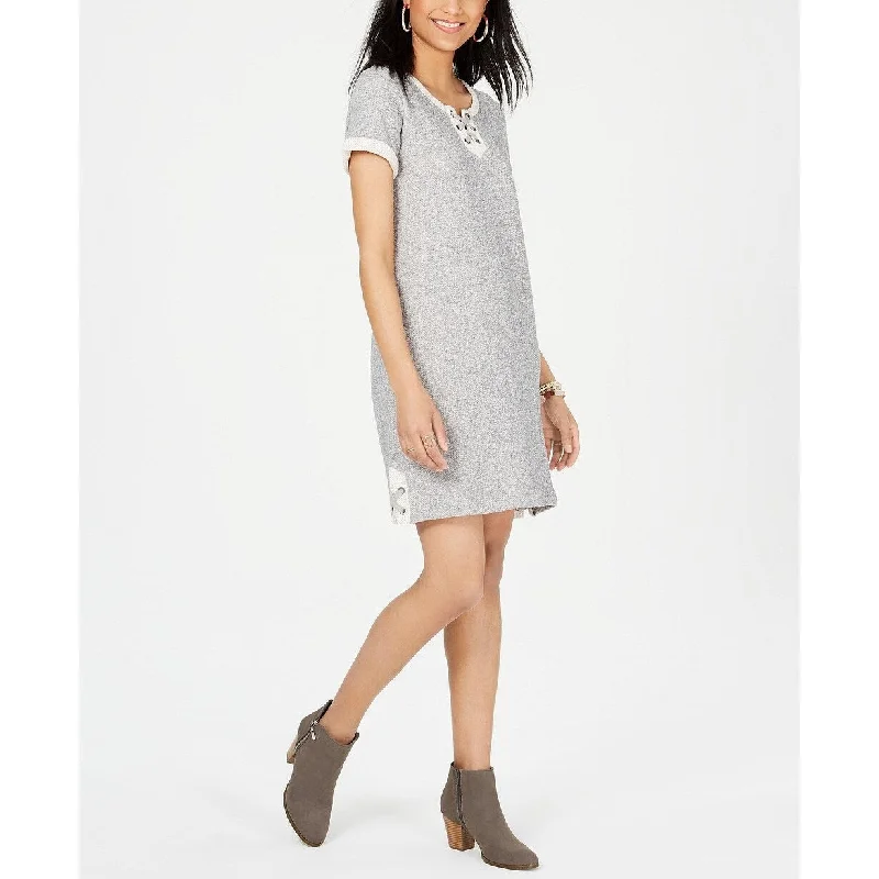 Style & Co Women's Petite Lace-Up T-Shirt Dress Grey Size Small Youthful Women's Pop Style & Co Women's Petite Lace-Up T-Shirt Dress Grey Size Small Youthful Women's Pop