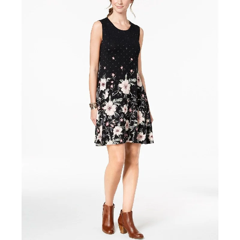 Style & Co Women's Petite Printed Swing Dress Black Size Large Practical Women's Quick - dry Style & Co Women's Petite Printed Swing Dress Black Size Large Practical Women's Quick - dry