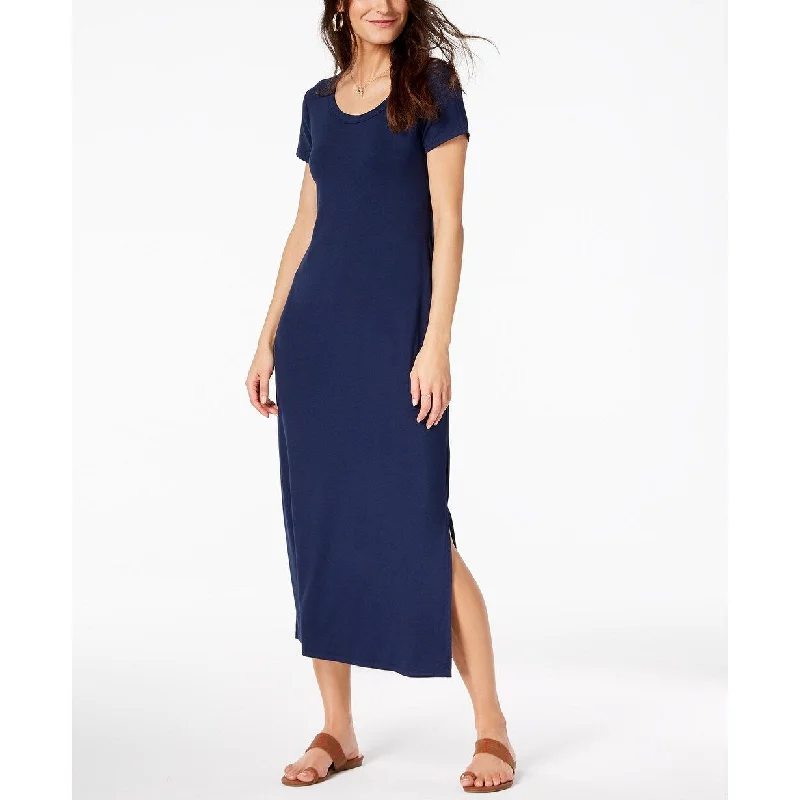 Style & Co Women's Petite Scoop-Neck Maxi Dress Blue Size Petite Business
