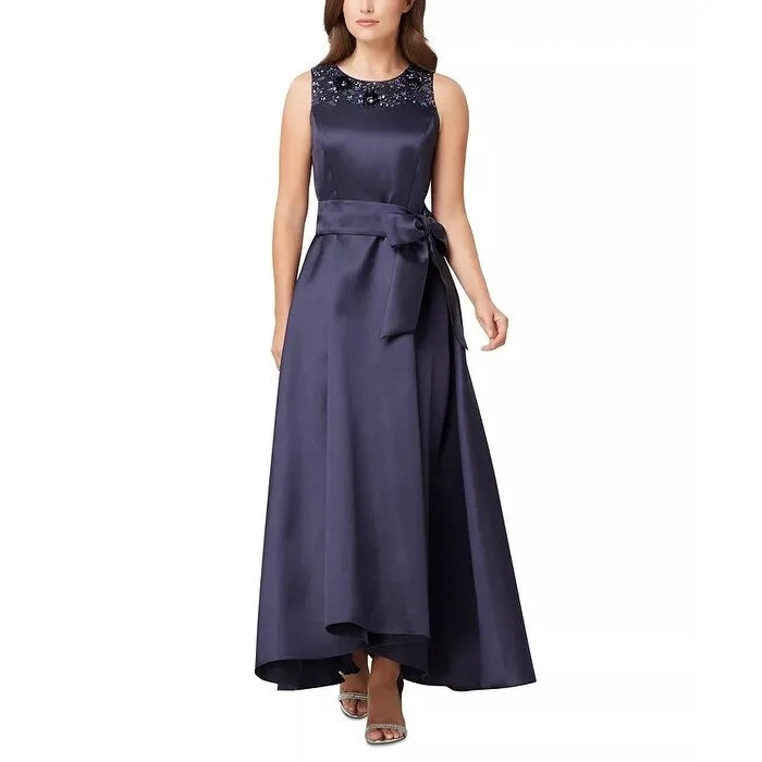 Tahari Women's Embellished Mikado Gown Navy Size 6 Disco