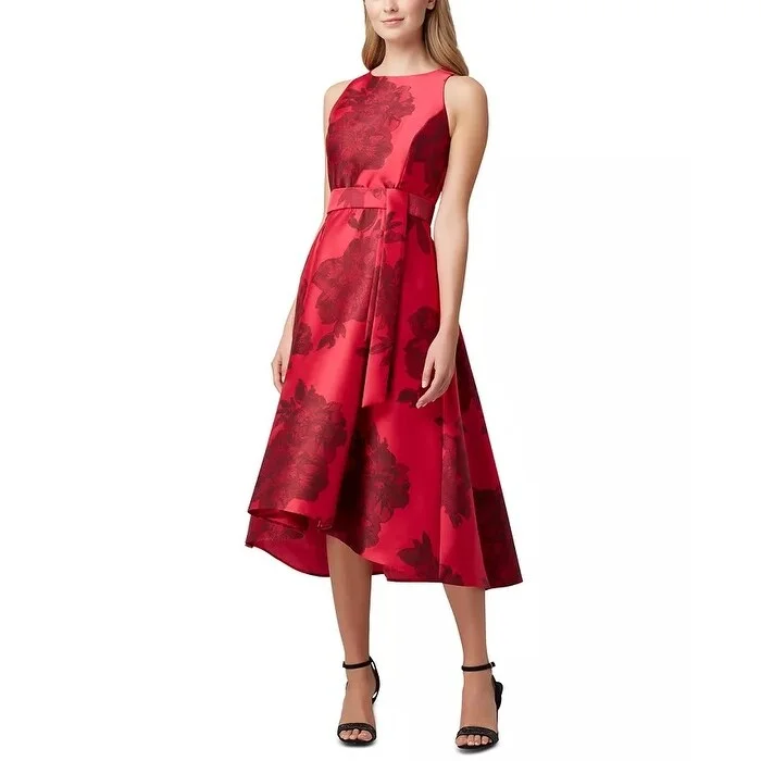 Tahari Women's Floral Mikado Midi Dress Pink Size 6 Refined Women's Velvet