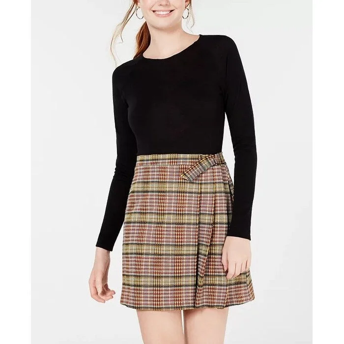 Teeze Me Junior's Knit Top & Plaid Skirt Dress Black Size 5 Vacation