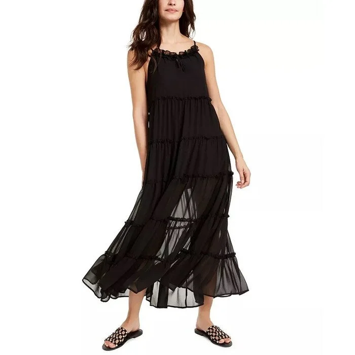 The Weekend Brand Women's Senorita Ruffle Trim Maxi Dress Black Size Large Artistic Women's Hand - painted The Weekend Brand Women's Senorita Ruffle Trim Maxi Dress Black Size Large Artistic Women's Hand - painted