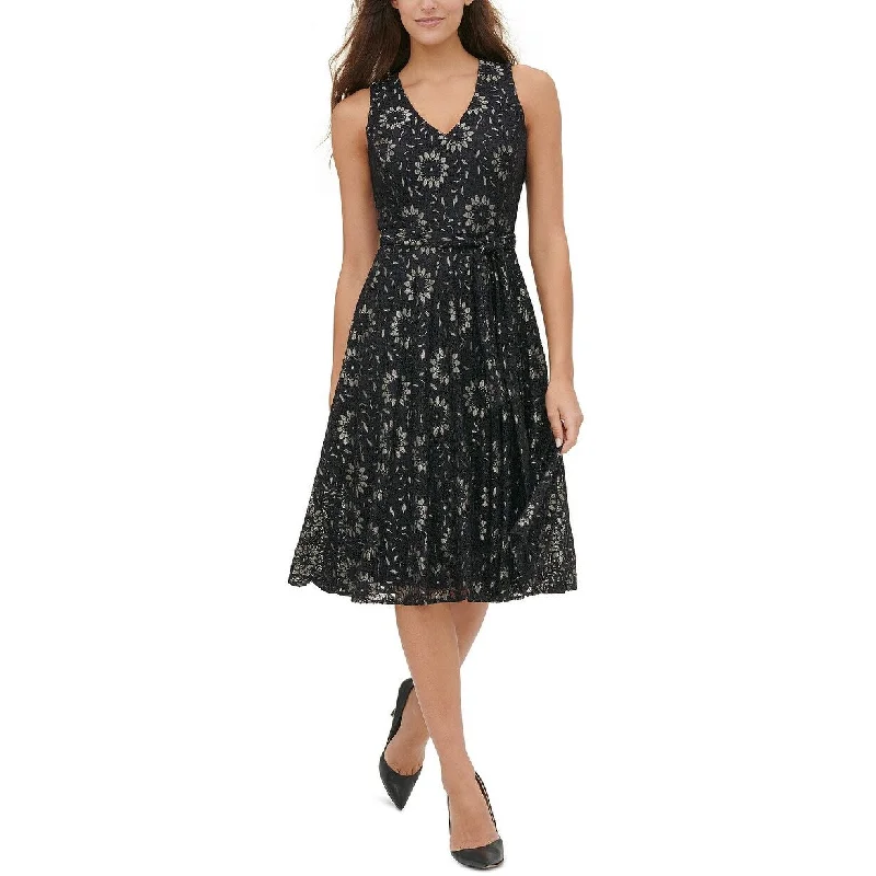 Tommy Hilfiger Women's Floral-Lace Fit & Flare Dress Gray Size 12 Laid - back Women's Style Tommy Hilfiger Women's Floral-Lace Fit & Flare Dress Gray Size 12 Laid - back Women's Style