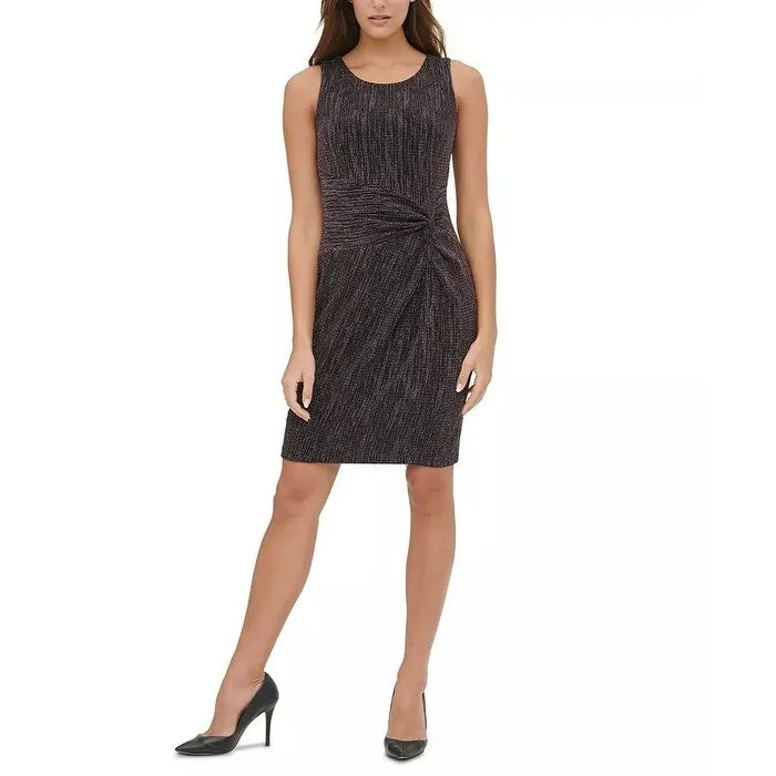 Tommy Hilfiger Women's Metallic Sheath Dress Charcoal Size 6 Elegant Women's Formal 