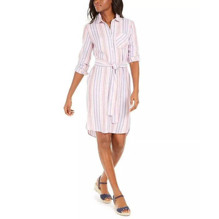 Tommy Hilfiger Women's Striped Shirtdress Pink Size 6 Sharp Women's Italian