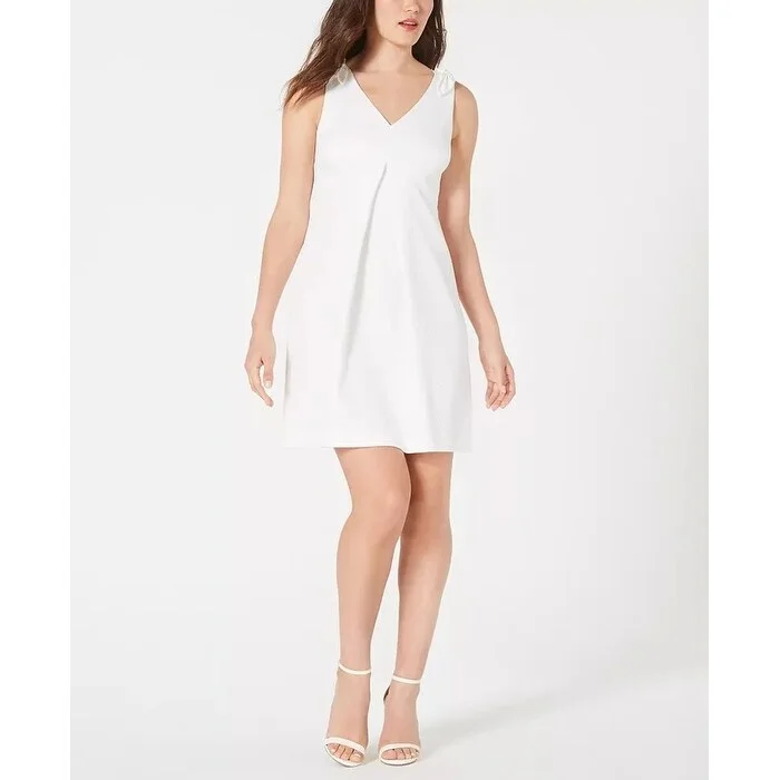 Trina Trina Turk Women's Pleated A Line Dress White Size 4 Disco