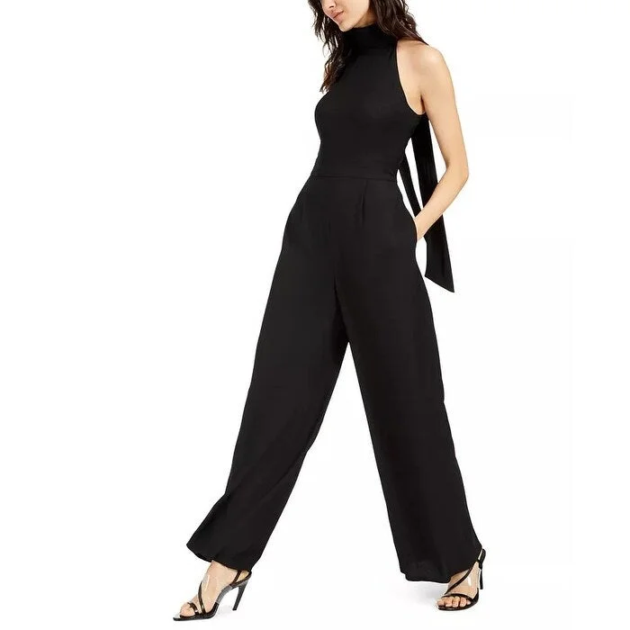 Vince Camuto Women's Tie-Back Halter Jumpsuit Black Size 10 Earthy Women's Hemp - based
