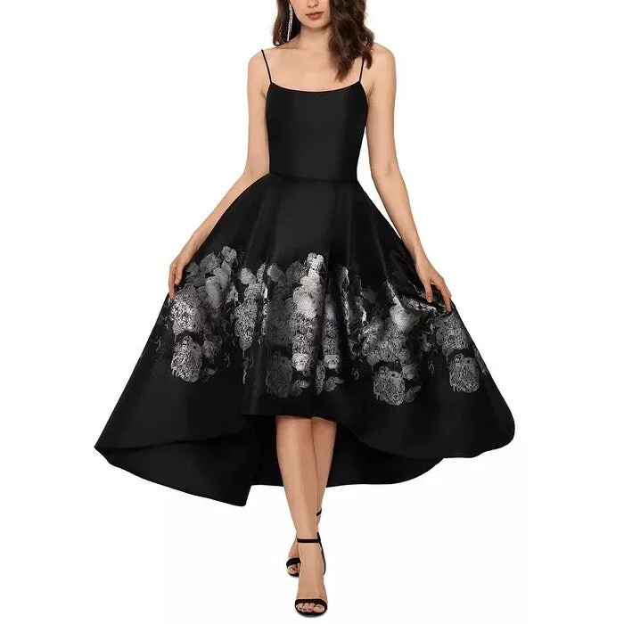 XSCAPE Women's Brocade High-Low Ball Gown Black Size 6 French