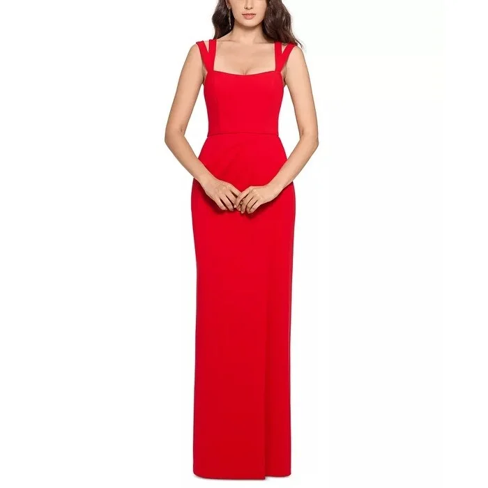 XSCAPE Women's Double Strap Gown Red Size 8 Country