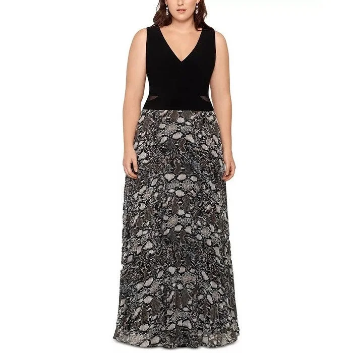 Xscape Women's Plus Size Snake-Print Gown Beige Size 20W Unique Women's Upcycled