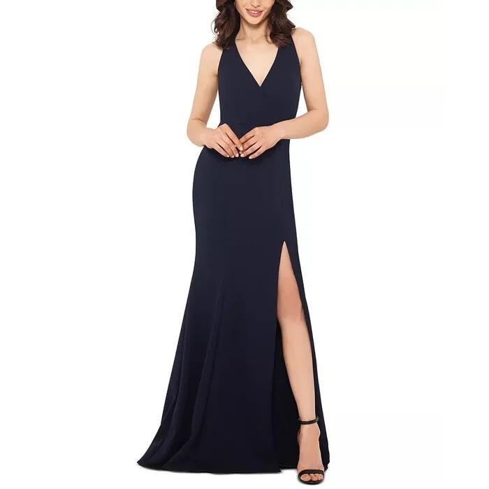 XSCAPE Women's Side-Slit Gown Navy Size 12 Cozy Women's Winter