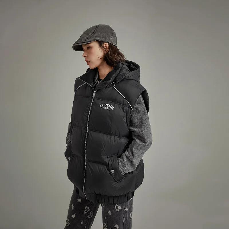 Hooded Padded Vest Sporty Women's Athleisure 