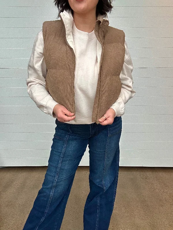 The Kiara Corduroy Puffer Vest Disco