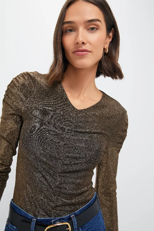 Antique Gold Lurex Neeta Top Athletic Women's High - 