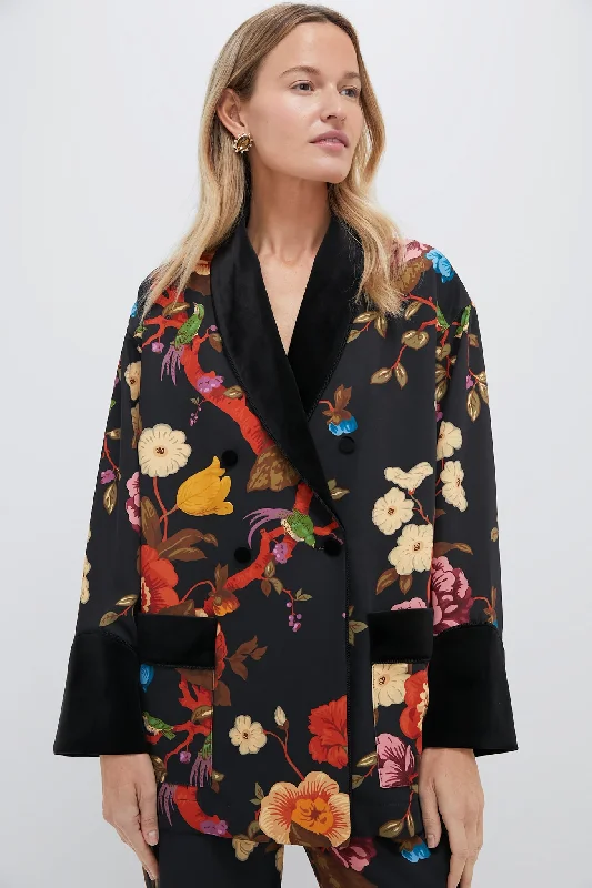 Baroque Floral Smoking Jacket Tough Women's Military - inspired