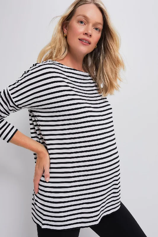 Black and White Stripe The Perfect Longsleeve Tee Refined Women's Hand - crafted