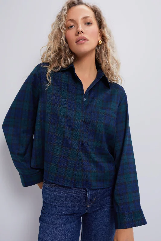 Blackwatch Mara Cropped Button Down Dapper Women's 1920S