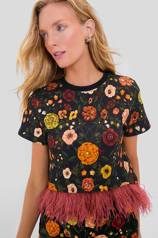 Botticelli La Scala Tee with Feathers Sophisticated Women's 