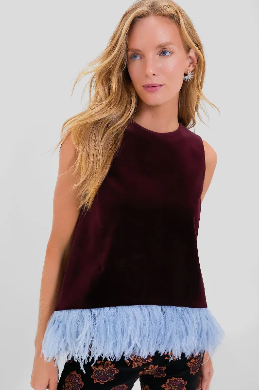 Bourdeaux Solid La Scala Top with Feathers Athletic Women's High - 