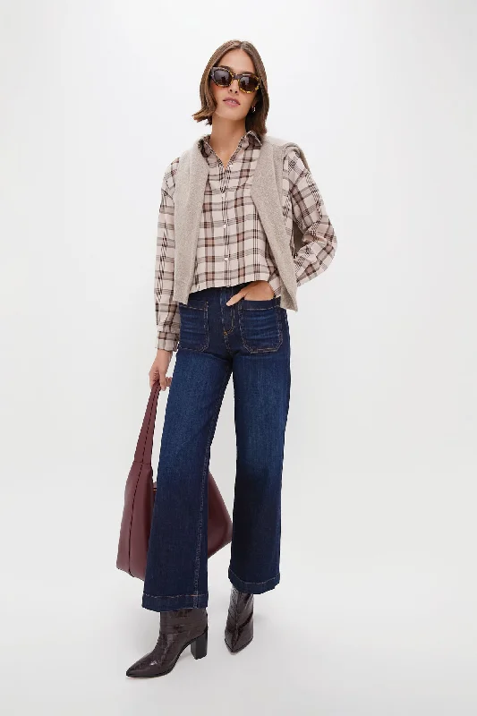 Brown Plaid Cropped Jasper Button Down Scandinavian