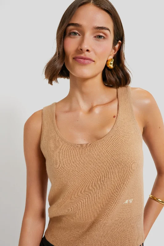 Camel Cashmere Knit Tank Sporty Women's Tennis